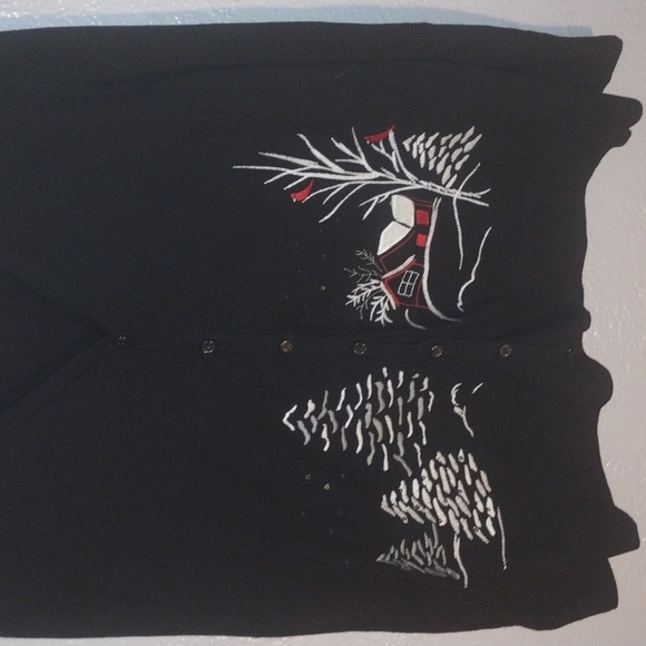 Christopher & Banks 100% Cotton Christmas Snow Cardinal Cardigan Sweater L - Picture 3 of 6